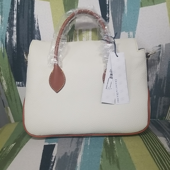 🎯Dooney & Bourke Pebbled Leather Satchel Crossbody Shoulder Bag In White - Picture 3 of 10